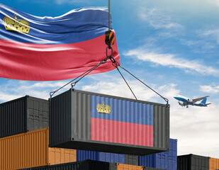 Flag and Container: A symbolic depiction of international trade, showcasing a shipping container bearing a flag, signifying the movement of goods in a globalized world.