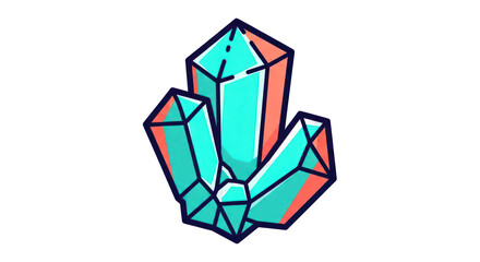 Crystal Formation Teal and Coral