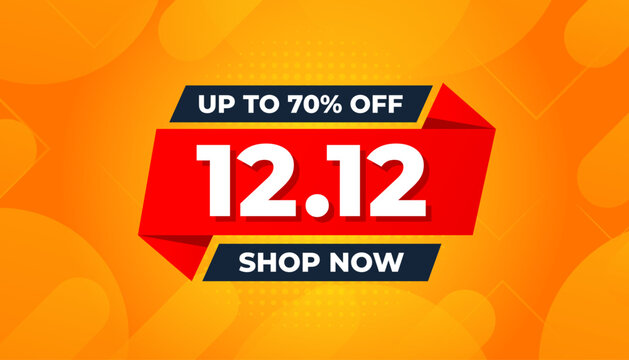 12 12 Sale Banner Promotion Template.  stock clearance background. end of year banner template design for web or social media, Sale special offer. abstract vector design.