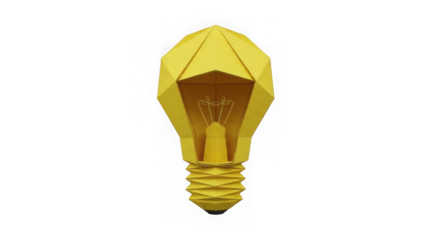Geometric Yellow Light Bulb For Idea And Innovation Concept