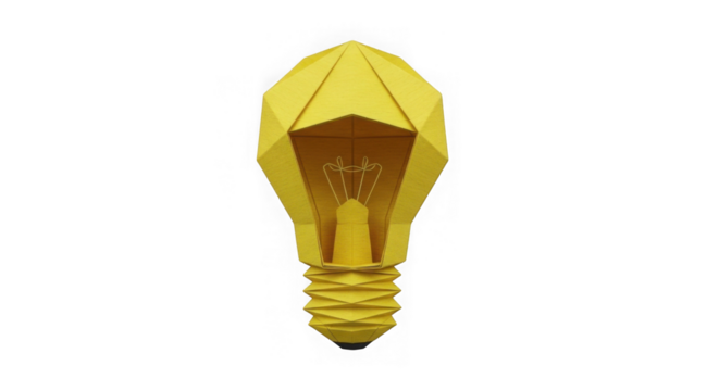 Geometric Yellow Light Bulb For Idea And Innovation Concept - Powered by Adobe