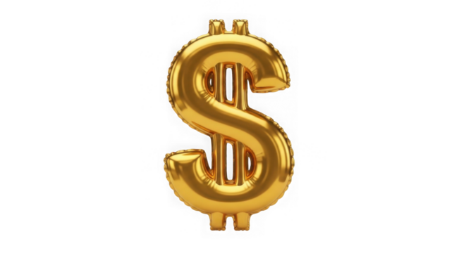 Golden Dollar Sign Balloon Isolated On Black Background