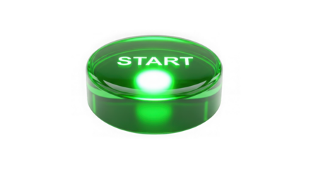 Green Start Button Glowing On Black Background