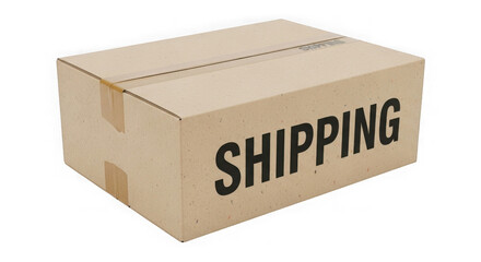 Isolated Cardboard Shipping Box With Shipping Text