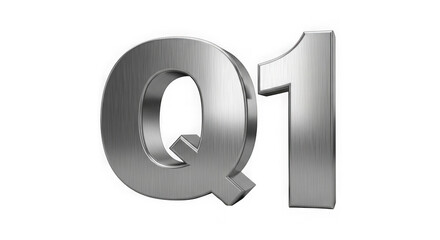 Q1 Brushed Metal Text On Black Background For Business Quarter