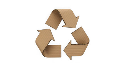 Recycle Symbol Made From Corrugated Cardboard On Black
