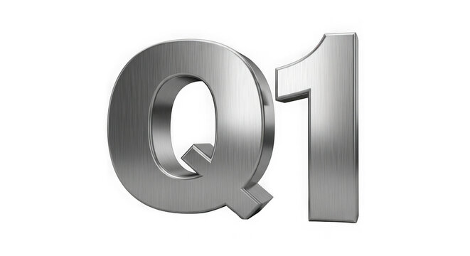 Q1 Brushed Metal Text On Black Background For Business Quarter