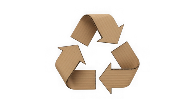 Recycle Symbol Made From Corrugated Cardboard On Black