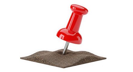 Red Pushpin Marking A Spot In Textured Ground 3d Render