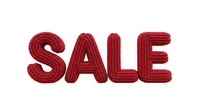 Red Knitted Sale Word On Black Background