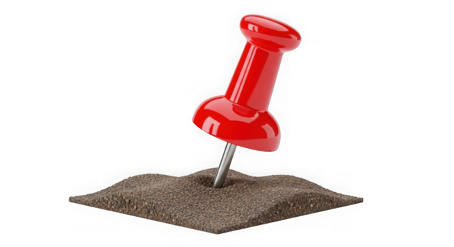 Red Pushpin Marking A Spot In Textured Ground 3d Render