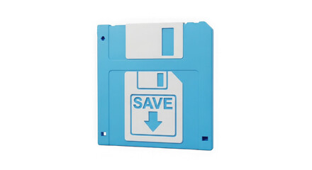 Retro Blue Floppy Disk Save Icon 3d Illustration