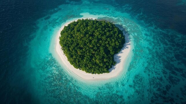 Aerial view of generic tropical island with turquoise water