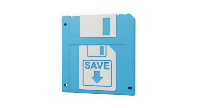 Retro Blue Floppy Disk Save Icon 3d Illustration