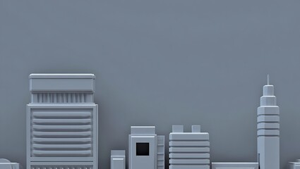 Monochromatic 3 D cityscape with abstract buildings and empty sky architecture urban