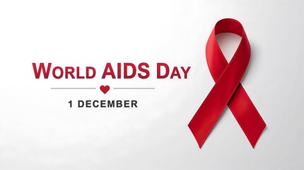 World aids day awareness design featuring a red ribbon symbol of support and solidarity for global HIV prevention on 1 December