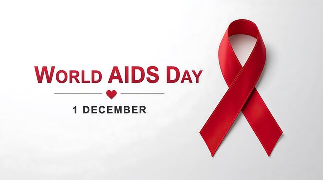 World aids day awareness design featuring a red ribbon symbol of support and solidarity for global HIV prevention on 1 December