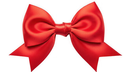 Vibrant Red Satin Gift Bow Isolated On Black Background