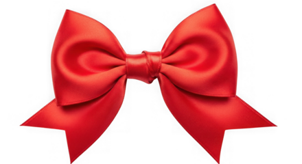 Vibrant Red Satin Gift Bow Isolated On Black Background