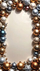 Elegant frame of colorful Christmas ornaments.