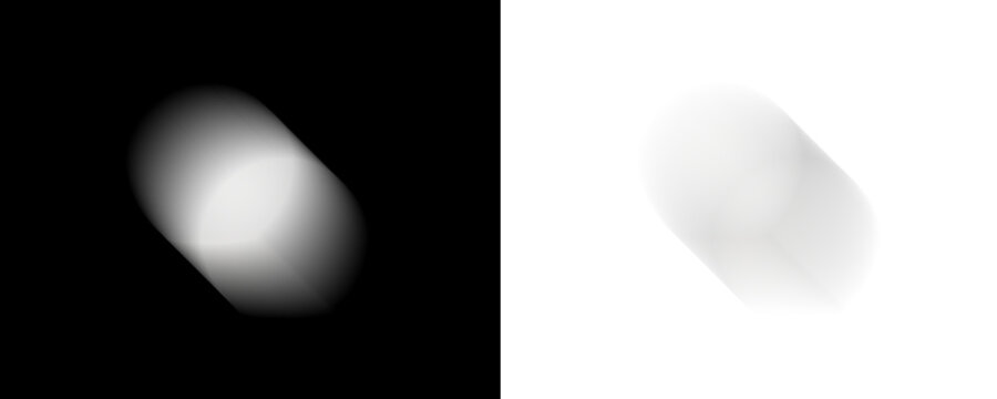 soft rounded light shape moves diagonally across dark space creating a smooth diffuse glow with