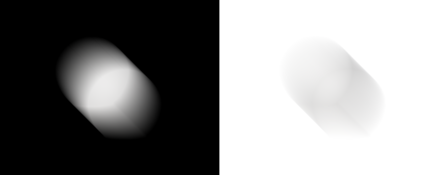 soft rounded light shape moves diagonally across dark space creating a smooth diffuse glow with