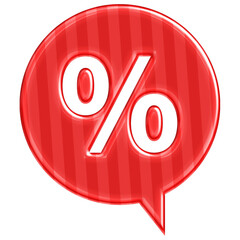 Glossy Red Christmas Discount Chat Bubble with Candy Cane Stripes – Festive Percent Symbol for Holiday Sale and Promotions
