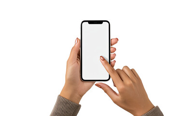 Hands holding a smartphone with blank screen (1)