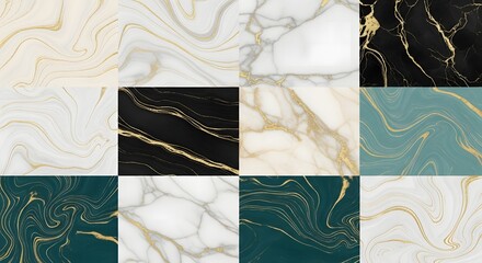 Elegant marble textures with gold veining in various color palettes