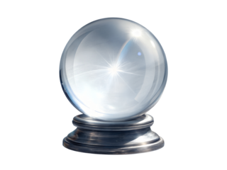 Crystal ball on a stand isolated on transparent background for fortune telling