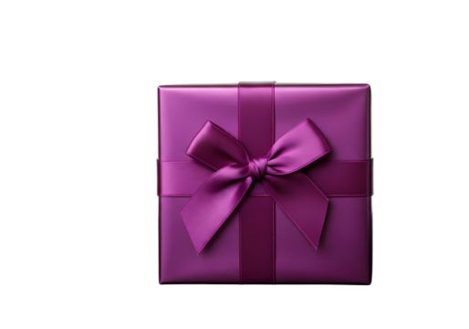 Chic purple gift box tied with elegant satin ribbon