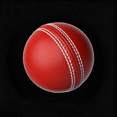 Red Cricket Ball Isolated on Black Background
