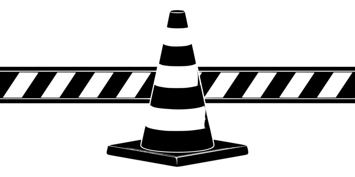 black and white traffic cone and barrier clip art preview