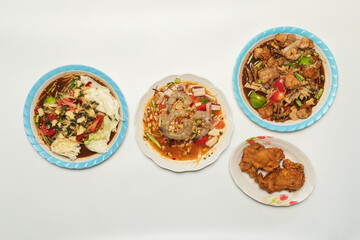 Green papaya salad Thai cuisine spicy delicious. Thai call "SOM TAM". Famous Thai food, papaya salad, Somtum, Papaya Pok Pok. Closeup Thai Green Papaya Salad with peanuts.