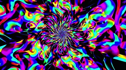 Hypnotic psychedelic swirl of vibrant neon colors creating a mesmerizing abstract fractal pattern - Powered by Adobe