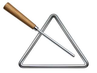 Triangle musical instrument isolated on transparent background, percussion instrument