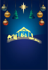 composition with manger and Holy Family for Christmas