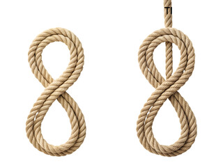 Figure eight knot made of rope isolated on transparent background for climbing