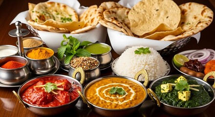A Feast for the Senses An Assortment of Delicious Indian Cuisine Showcasing Diverse Flavors and Textures