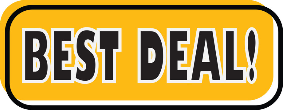 Vibrant yellow promotional banner prominently displaying 'Best Deal!' text, ideal for advertising discounts and attracting customer interest in sales events