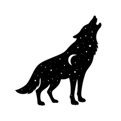 a wolf howling silhouette where the inside is fill.svg