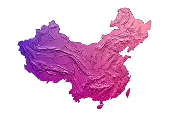 Vibrant physical map of China with provinces