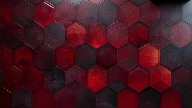 Vibrant red hexagonal tile pattern with textured surfaces