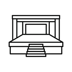 Outline illustration of an empty stage with steps leading up to it, isolated on