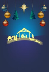 composition with manger and Holy Family for Christmas