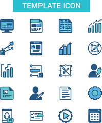 Template icon set. It included mockup, wireframe, grid system, layout, web, responsive design
