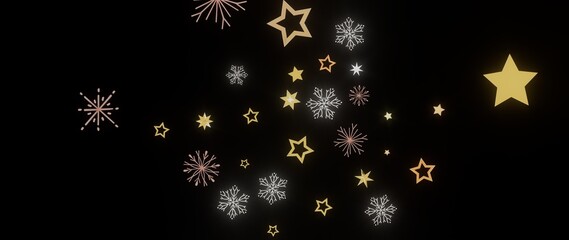 Elegant winter background with gold stars and snowflakes. Perfect for holidays, celebrations, and winter themes.