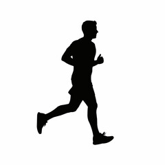 Dynamic Silhouette of a Male Runner in Motion.