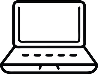 Laptop Computer Line Icon: Simple Black and White Graphic Representation                                                                              