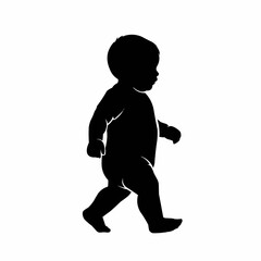 Silhouette of a Baby Taking First Steps with Determination.